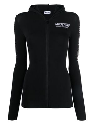 Moschino mesh-detail front-zip hoodie - Black