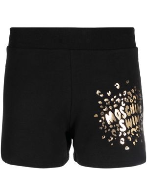 Moschino metallic-effect logo-print shorts - Black