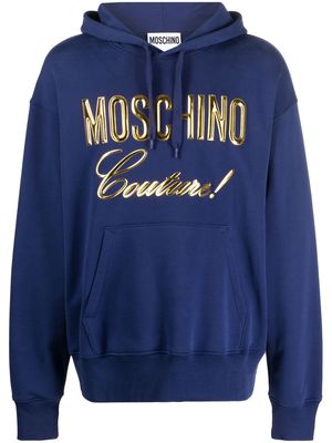 Moschino metallic logo-print hoodie - Blue