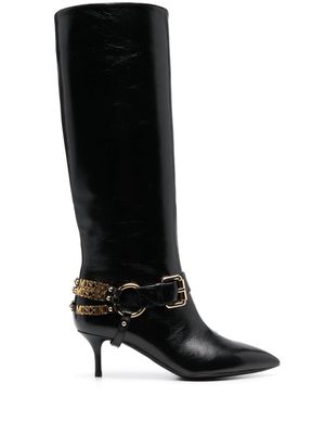 Moschino Mini Lettering 65mm leather boots - Black