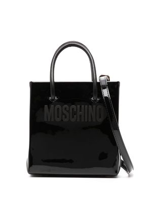 Moschino Mini patent leather tote bag - Black