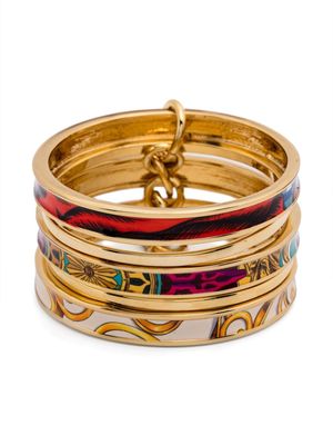 Moschino mixed-print connected bangles - Gold