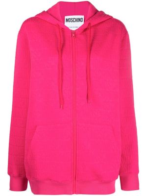 Moschino monogram-jacquard drawstring hoodie - Pink