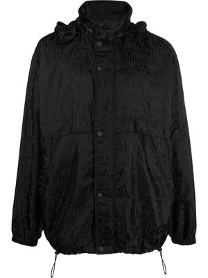 Moschino monogram-jacquard hooded jacket - Black