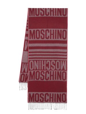 Moschino monogram jacquard scarf - Red