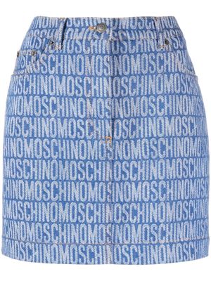 Moschino monogram-print denim mini skirt - Blue