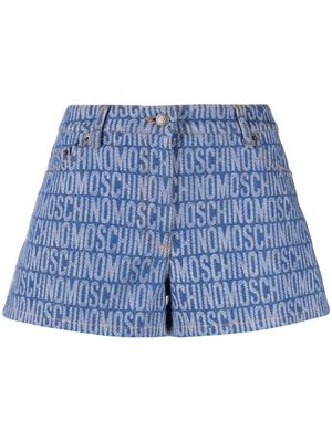 Moschino monogram-print denim shorts - Blue
