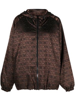 Moschino monogram-print hooded jacket - Brown
