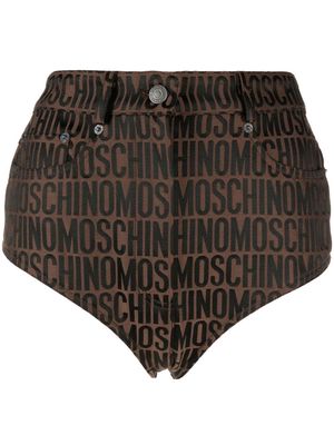 Moschino monogram-print hot pants - Brown