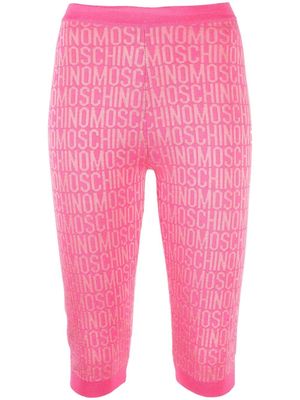 Moschino monogram-print knitted leggings - Pink