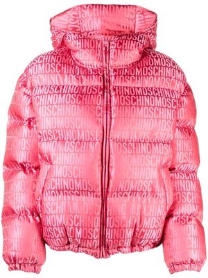 Moschino monogram-print puffer jacket - Pink