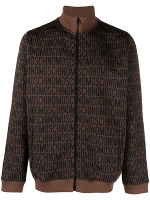 Moschino monogram-print zipped track jacket - Brown