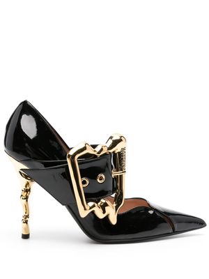 Moschino Morphed-buckled 110mm leather pumps - Black