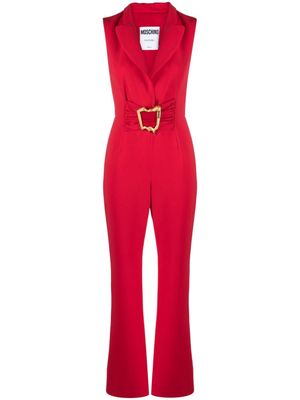 Moschino Morphed buckled crepe jumpsuit - Red