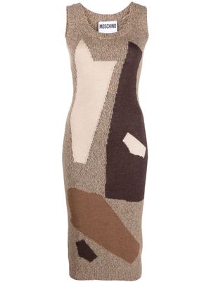 Moschino mouliné patchwork-effect knitted dress - Neutrals