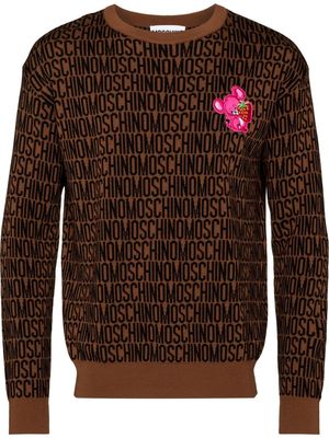 Moschino mouse-patch logo jumper - Brown