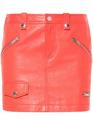 Moschino multi-pocket leather miniskirt - Red