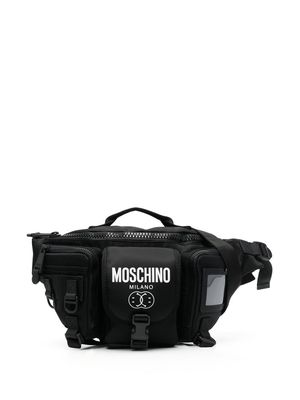 Moschino multi-pocket logo belt bag - Black