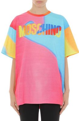 Moschino Multicolor Logo Cotton T-Shirt in Fantasy Print