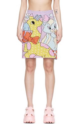 Moschino Multicolor Menagerie Couture Mini Skirt