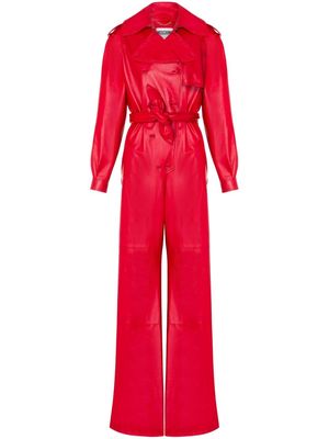 Moschino nappa-leather double-breasted jumpsuit - Red