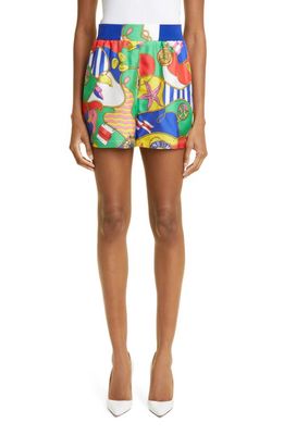Moschino Nautical Silk Twill Shorts in Fantasy Print Only One Colour