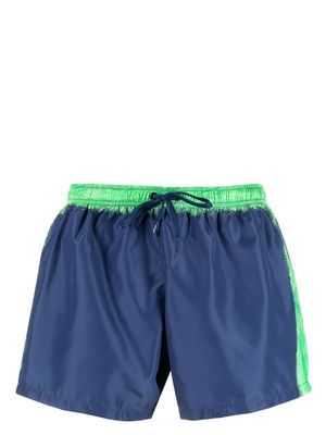 Moschino paint-effect logo swim shorts - Blue