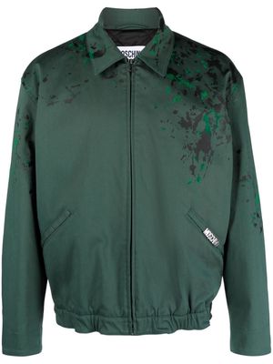 Moschino paint splatter-detail bomber jacket - Green