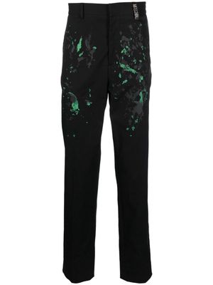Moschino paint splatter twill tailored trousers - Black