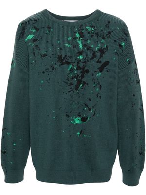 Moschino paint-splatter virgin wool jumper - Green