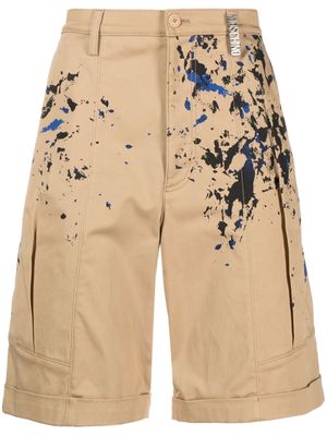 Moschino painterly-print cotton shorts - Brown