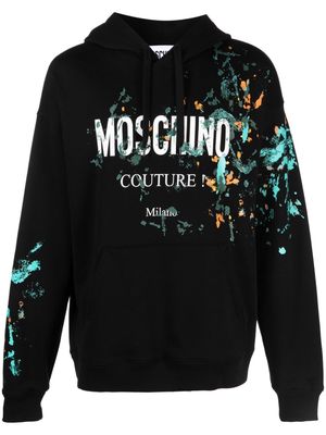 Moschino painterly-print organic cotton hoodie - Black