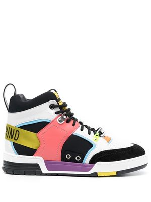 Moschino panelled high-top trainers - Black