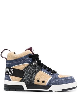 Moschino panelled suede hi-top sneakers - Blue
