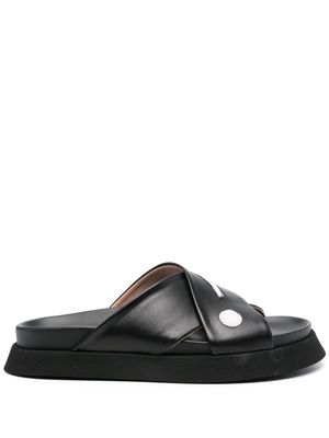 Moschino patch-detail leather slides - Black