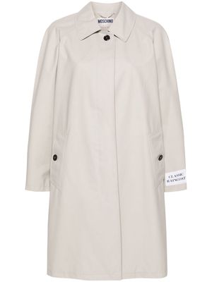 Moschino patch-detail midi trench coat - Neutrals