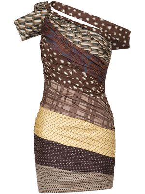 Moschino patchwork-design sleeveless dress - Brown