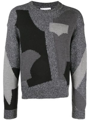 Moschino pattern intarsia-knit mélange jumper - Grey