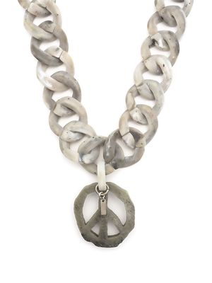 Moschino peace-charm chain necklace - Grey