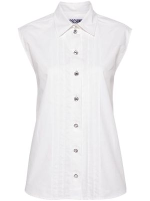 Moschino pintuck-detailing sleeveless shirt - White