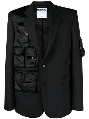 Moschino plaid-pattern panelled virgin-wool blazer - Black