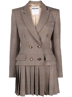Moschino pleat-detail double-breasted blazer - Brown
