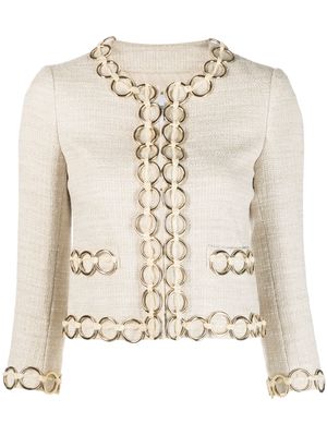 Moschino Pre-Owned 1990s hoop embellishment collarless jacket - Neutrals