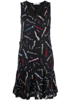 Moschino Pre-Owned 2000s graphic-print flared dress - Black