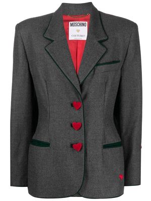 Moschino Pre-Owned 2000s heart-buttons wool blazer - Grey
