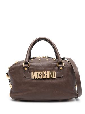 Moschino Pre-Owned 2000s logo lettering studded handbag - Brown