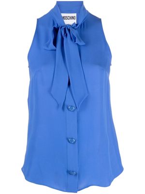 Moschino pussbow-collar silk shirt - Blue