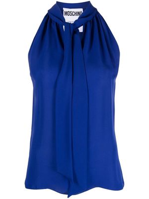 Moschino pussbow-collar sleeveless blouse - Blue