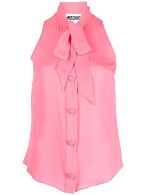 Moschino pussbow-collar sleeveless blouse - Pink