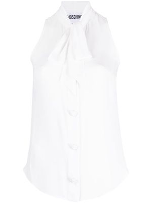 Moschino pussbow-collar sleeveless blouse - White